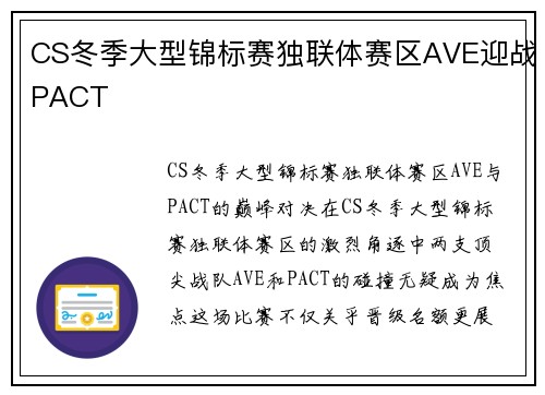 CS冬季大型锦标赛独联体赛区AVE迎战PACT