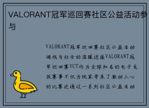 VALORANT冠军巡回赛社区公益活动参与
