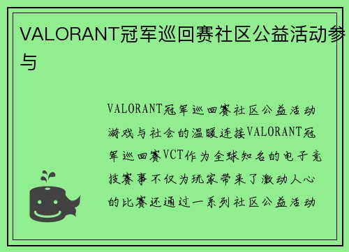 VALORANT冠军巡回赛社区公益活动参与