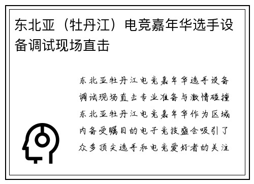 东北亚（牡丹江）电竞嘉年华选手设备调试现场直击